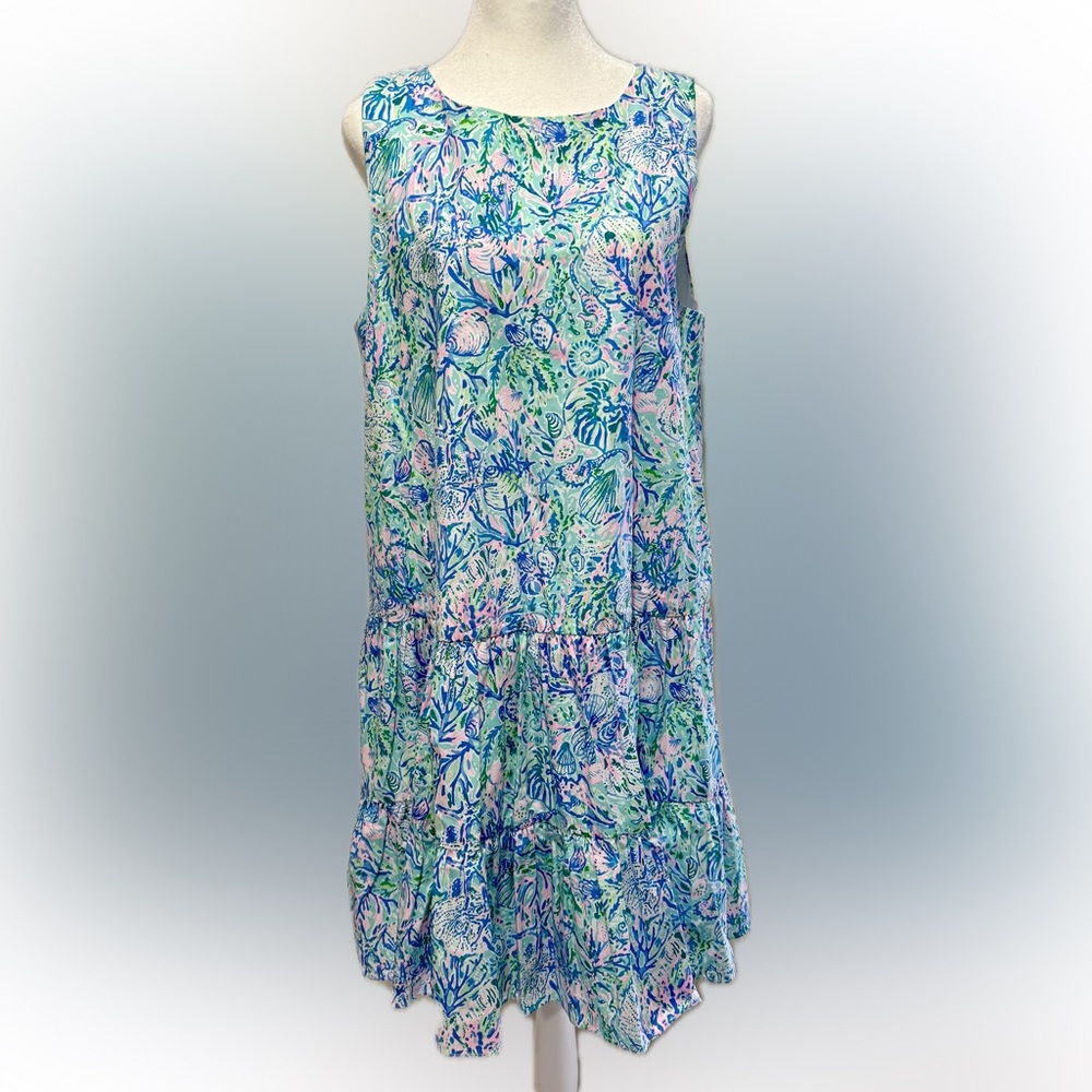 NWT Lilly Pulitzer Trina dress in Surf Blue Soleil size L